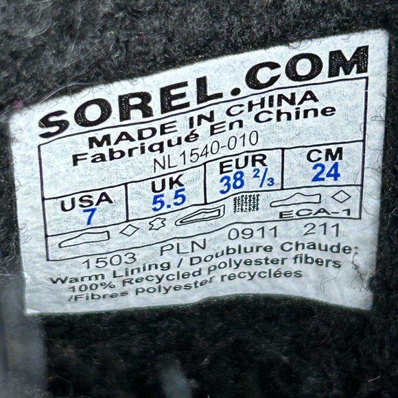 Sorel Boots Womens Size 7 Joan Of Arctic Waterproof Insulated Black Lace Up - Picture 16 of 16